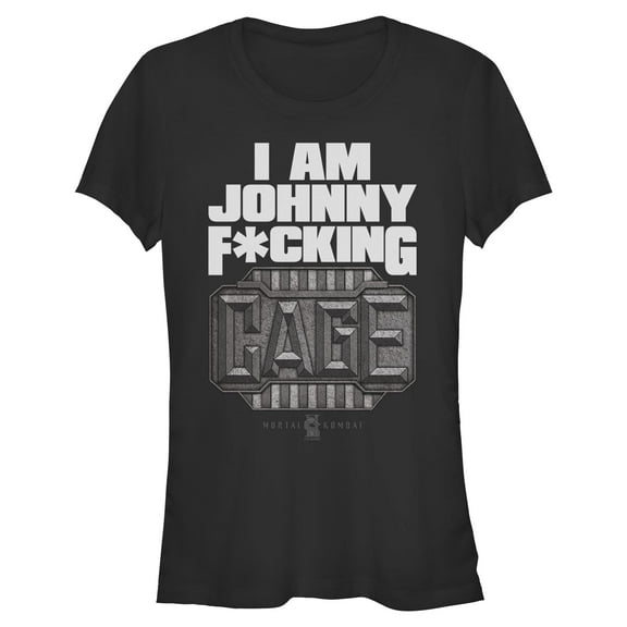Juniors Mortal Kombat II I Am Johnny Cage Belt Buckle T Shirt