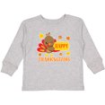 thumbnail image 3 of Inktastic Happy Thanksgiving with Cute Turkey and Leaves Boys or Girls Long Sleeve Toddler T-Shirt, 3 of 5