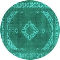 thumbnail image 1 of Ahgly Company Indoor Round Oriental Turquoise Blue Industrial Area Rugs, 7' Round, 1 of 4