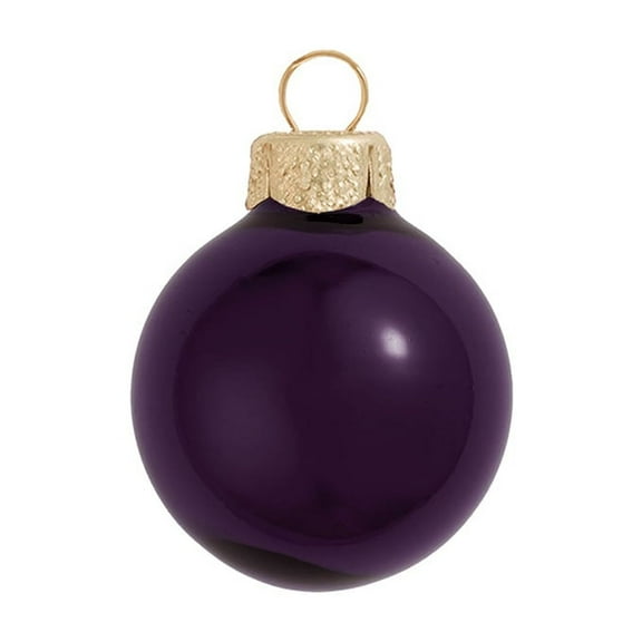 Whitehurst Mini Shiny Finish Glass Christmas Ball Ornaments - 1.5" (40mm) - Purple - 40ct