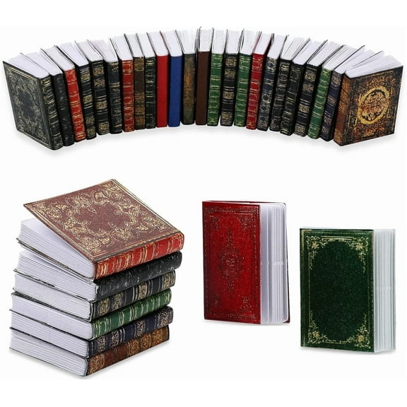 Triani 24Pcs Miniature Dollhouse Books 1:12 Scale Miniatures Dollhouse Books Tiny Things Timeless Model Dollhouse Decoration Accessories for Study Room Bedroom Library