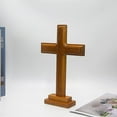 thumbnail image 3 of Wooden Standing Cross Decor Altar Cross With Stand Double-sided Table Cross Gift, 3 of 5