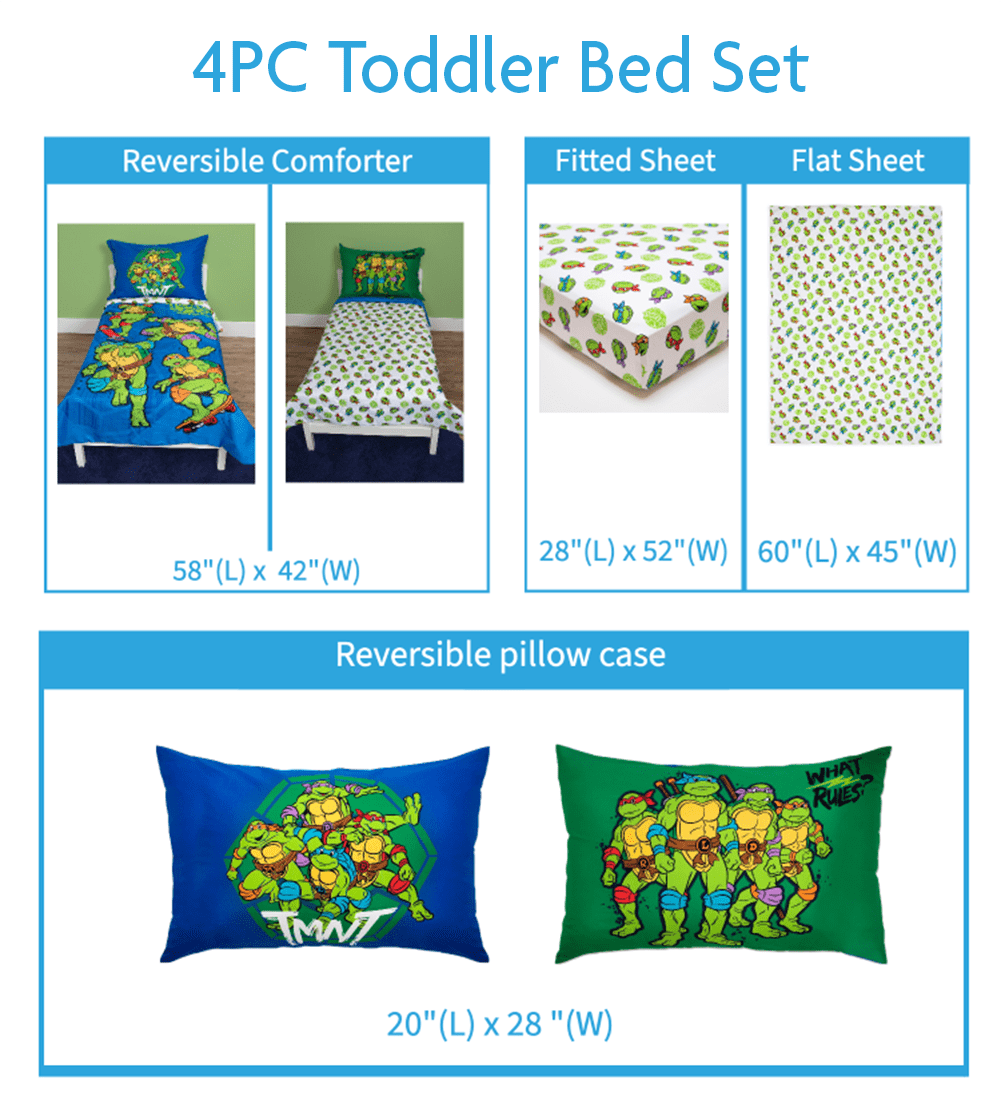 NoJo Teenage Mutant Ninja Turtles 4-Piece Toddler Bedding Set, Boy