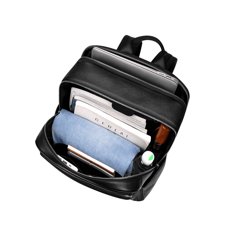 cool black leather computer backpacks Backpack For College 15'' Leather Laptop Backpack Leather Mens Backpack 【High quality top layer cowhide】The genuine leather business backpack fabric is made of high Premium 15” Leather Dual-Compartment Laptop