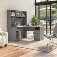 thumbnail image 4 of Bush Furniture Cabot 60W L Shaped Computer Desk with Hutch in Ash Gray, 4 of 5