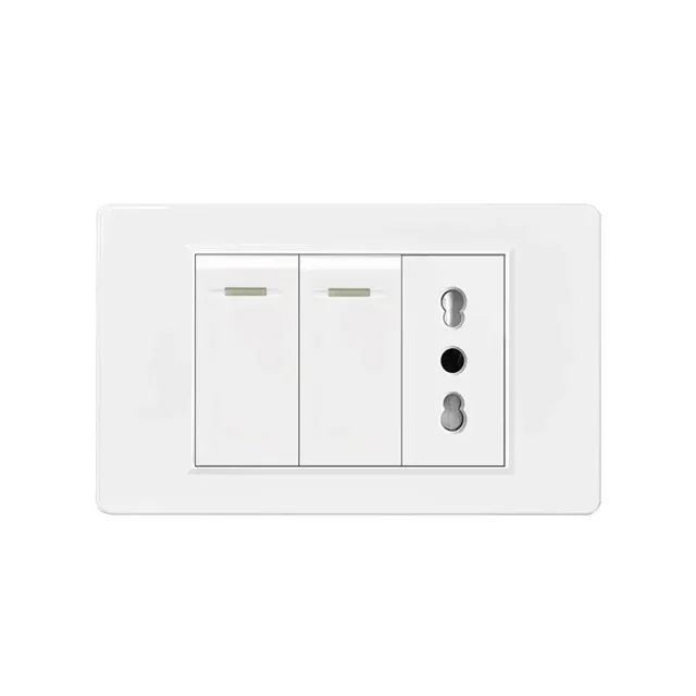 White Italy Chile Outlet with USB Smart Type-c Fast Charging,Dual USB Wall Socket Chile Plugs Plastic Panel Light Switch Sat TV