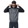 thumbnail image 4 of Weilanxin Men's Color Block Pullover Fleece Hoodie Casual Hooded Sweatshirts Tops Full Zip Jacket with Pocket Athletic Hoodies For Men Black Contrast Dark Grey L, 4 of 10