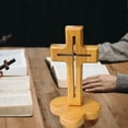 thumbnail image 4 of Adorno de cruz de madera con base, decoración religiosa, elegante regalo decorativo compacto Base de flor hueca, 4 of 4
