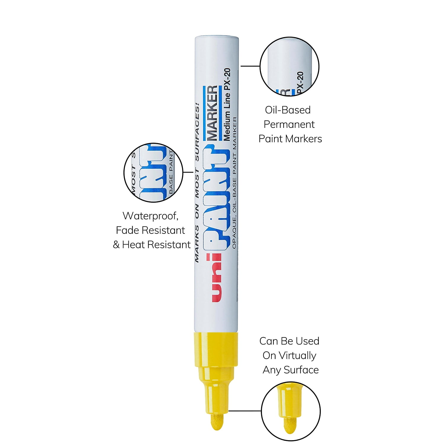 Uni Paint Marker Bullet Point Yellow Dozen 63605DZ