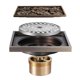 thumbnail image 1 of Bronze Bathroom Floor Drain - Unique Antique Square Shower Floor Drain - Carved Garden Floor Drain 100100mm, 1 of 5