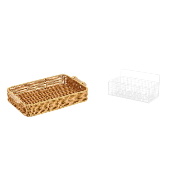 Cestas de almacenamiento,Cestas de almacenamiento de cocina tejidas con asas hechas a mano,Cesta de almacenamiento,Cesta organizadora de almacenamiento de cocina colgante de alambre,Organizador