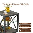 thumbnail image 5 of GZXS Industrial Side Tables, Compact 3-Layer Storage End Tables with Tempered Glass Shelf and Metal Frame, Rustic Wood Grain MDF Top & Bottom Shelf, 5 of 10