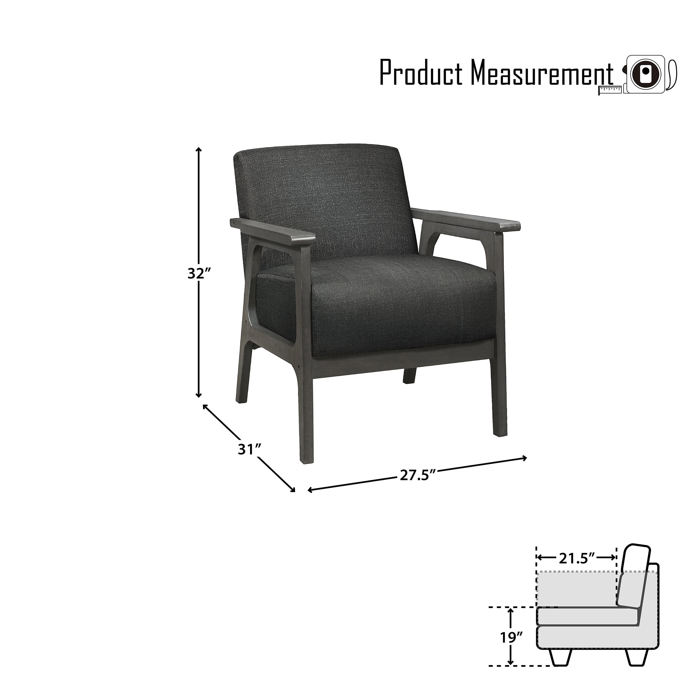 OakvillePark Ovenell Fabric Upholstered Accent Chair, Dark Gray