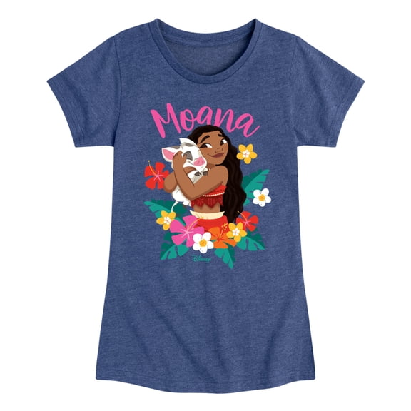 Moana - Floral Script - Youth Girls Fitted Short Sleeve T-Shirt