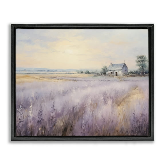 Stupell Industries Lavender Farm Fields Landscape & Nature Painting Black Floater Framed Canvas Art Print Wall Art, 21 x 17
