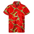 thumbnail image 5 of Camisa hawaiana con estampado de sandía colorida, blusas de verano de manga corta con botones y estampado 3D de frutas, ropa para hombre, blusa con solapa, 5 of 5