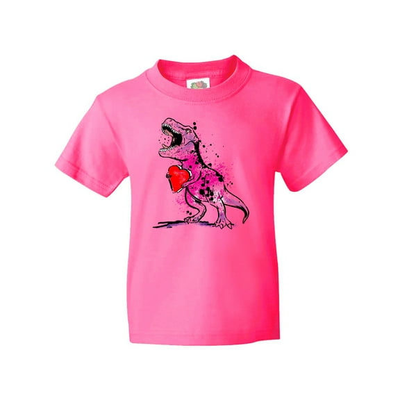Inktastic Valentine's Day Graffiti T-rex with Heart Shaped Candy Box Youth T-Shirt