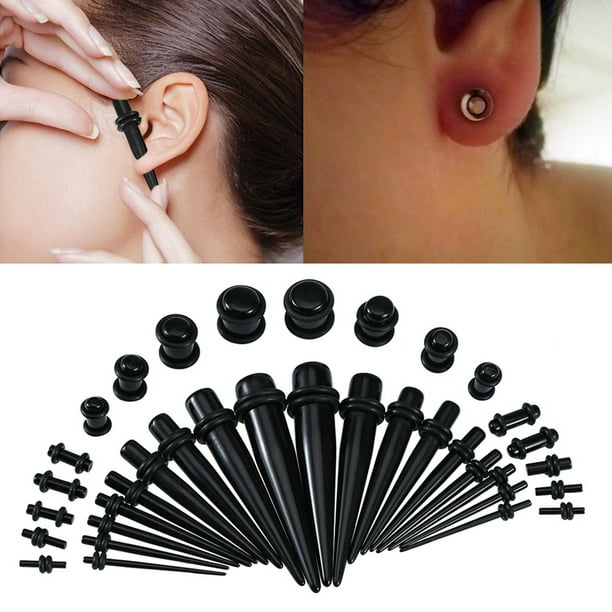 Kit de estiramiento del oido Tapers y tapones Tuneles 3 tipos Ear Gauges Kit Expansor De Orejas Piercing De Oidos Con Juntas Toricas Dobles