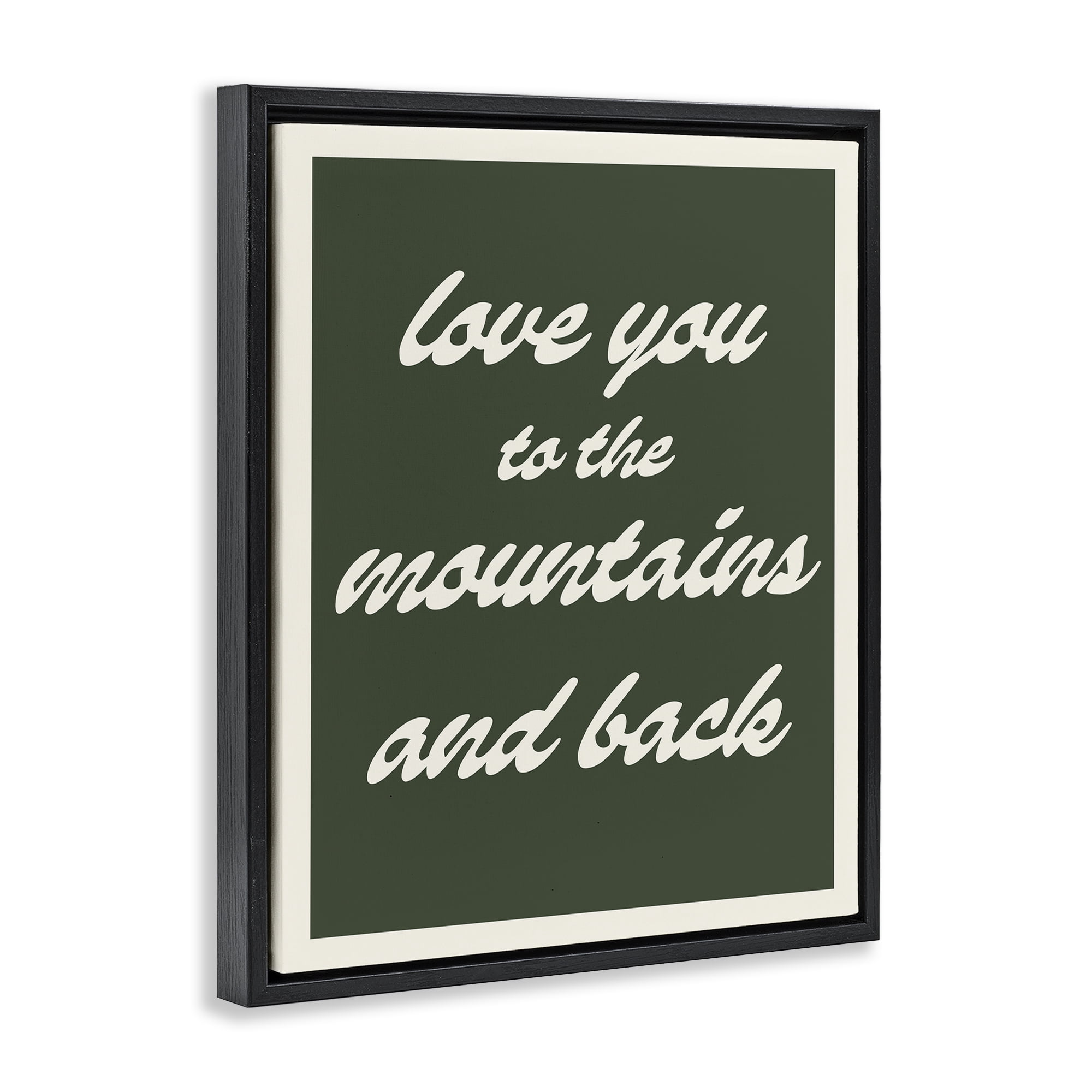 Stupell Industries Love Mountains & Back Text & Numbers Painting Black Floater Framed Canvas Art Print Wall Art, 25 x 31