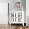 thumbnail image 2 of Giantex Console Cabinet, Kitchen Storage Cabinet w/Glass Door, Sideboard Console Table, Server Display Buffet Cabinet, White, 2 of 10