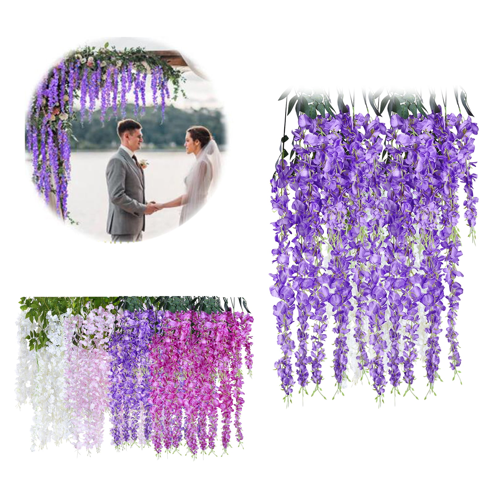 Luniquz 12Pcs Artificial Wisteria Vines, 3.6 feet Wisteria Hanging