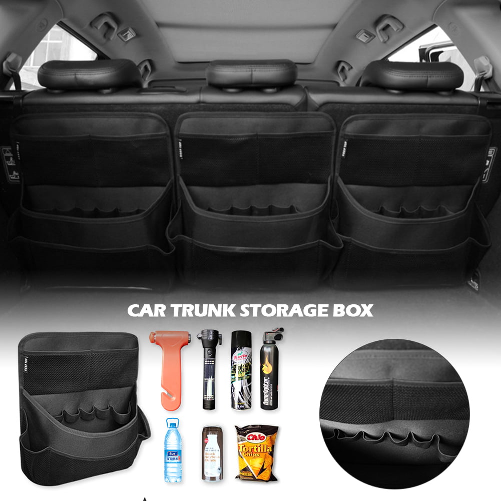 CrysEmera Car Backseat Trunk Organizer Trunk Organizers Backseat Storage for Car Truck SUV Van Organizers Back Seat Mesh Pockets Black