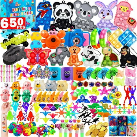 Beautysureup 650 Pcs Party Favors for Kids, Prize Treasure Box Toys for Classroom, Fidget Toys Bulk, Goodie Bag Stuffers, Carnival Prizes, Pinata Filler Stocking Stuffers for Birthday Gifts