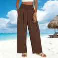 thumbnail image 2 of Lenpel Casual Pants for Women Elastic High Waisted Pull on Pleated Wide Leg Pants Baggy Casual Trousers with Pockets, 2 of 7