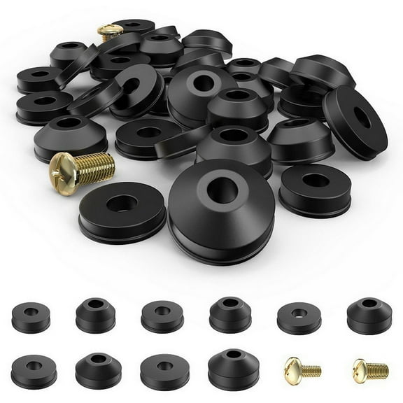 Cherryhome Faucet Washers, 58-Pack Flat and Beveled Rubber Faucet Washers and Brass Bibb Screws Assortment Replacement Kit for Repairing Faucet Leak