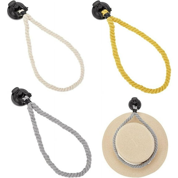 1bag 3 Pcs 17 inch Cowboy Hat Mounts for Your Vehicle Cowboy Hat Holder Rack for Truck Cowboy Hat Mount with Suction Cup Universal Hat Hanger for Truck Seat Car Accessories - Yellow & Gray & White