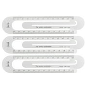 Straight Ruler 12cm Metric Paper Clip Design Bookmark Measuring Tool, Silver Tone, 3 Pieces