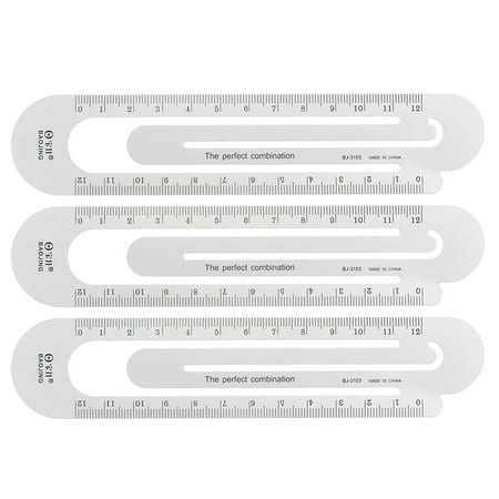 Straight Ruler 12cm Metric Paper Clip Design Bookmark Measuring Tool, Silver Tone, 3 Pieces