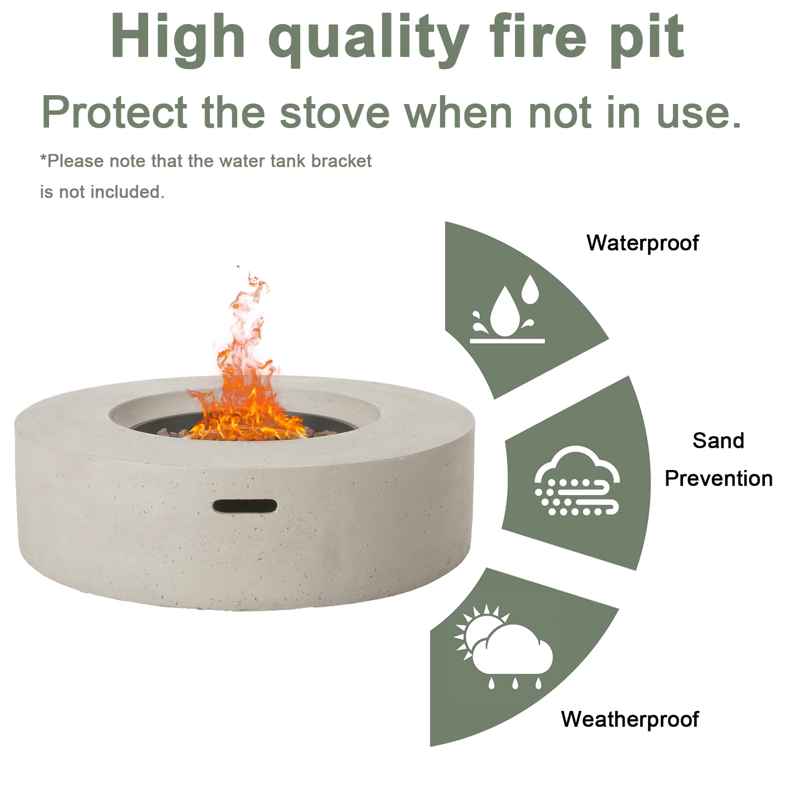 HZWDD Propane Outdoor Fire Pit Table, Propane Gas Patio Fire Table 50000 BTU Flint & Concrete Look for Deck, Backyard and Pool