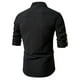 thumbnail image 2 of Men Brawny Slim Fit Casual Shirt Button Long Sleeves Striped Shirts Stand Collar, 2 of 8