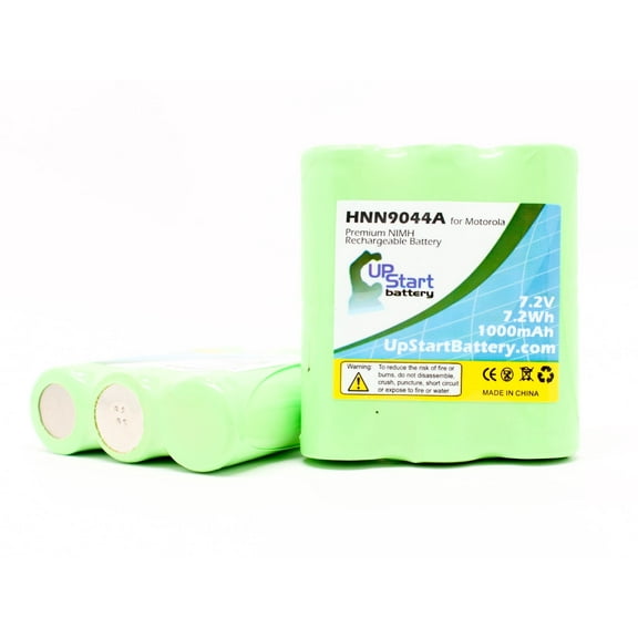 2x Pack - UpStart Battery Motorola MU24CVS Battery - Replacement for Motorola HNN9044A Two-Way Radio Battery (1000mAh, 7.2V, NI-MH)