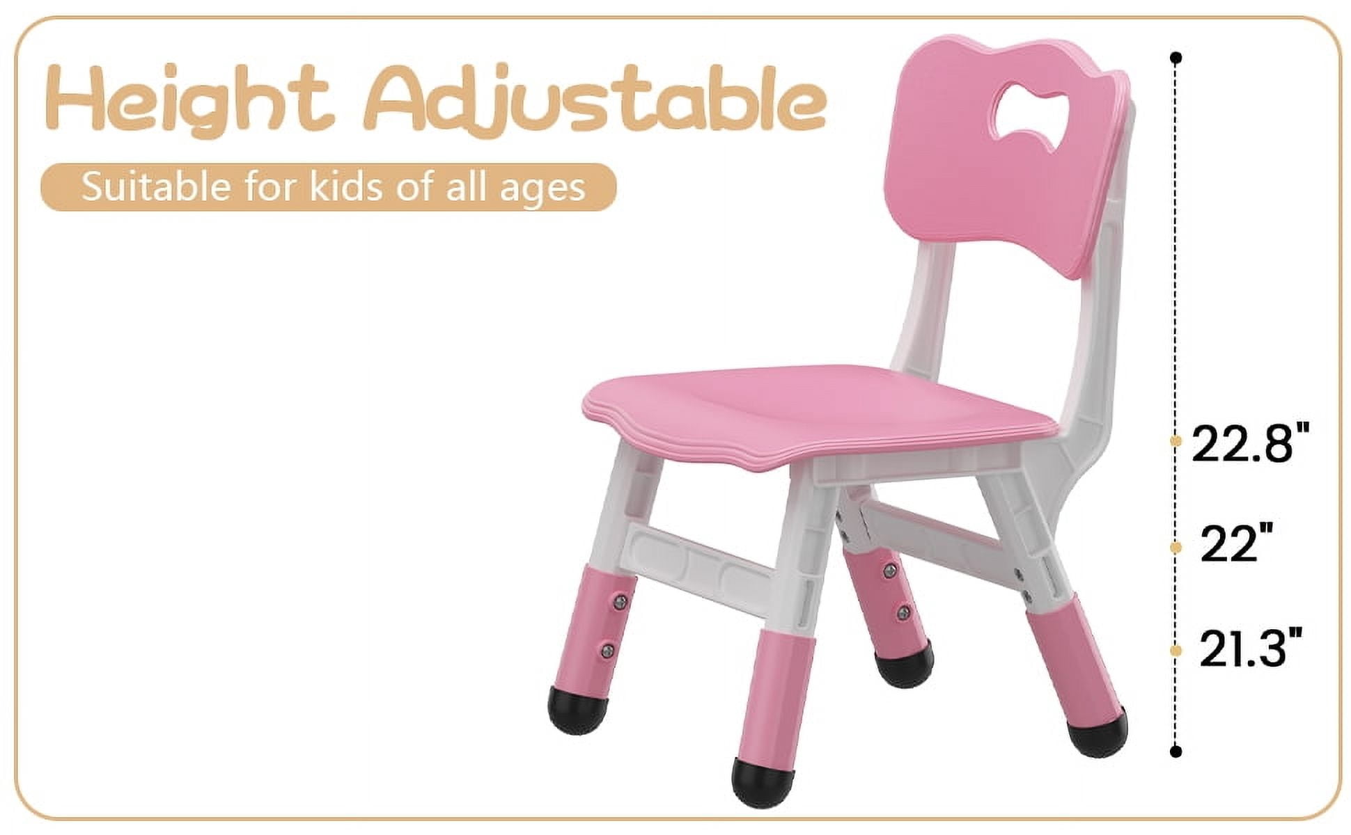 EastVita Kids 2 Chairs Set,Height Adjustable Toddler Chair Set,Graffiti Desktop,Children Learning Table Chair Dark Pink