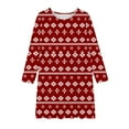 thumbnail image 3 of Odeerbi Kids Girls Skater Twirl A-Line Dress Long Sleeve Pleated Dancing Dress Spring Fall Christmas Dress 4-14 Years Children Christmas Printed Princess Dress Kids Clothes Burgundy, 3 of 4