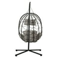 thumbnail image 5 of Indoor Outdoor Rattan Egg Hanging Chair Patio Wicker Swing Chair with Stand for Garden Balcony Bedroom, 5 of 13