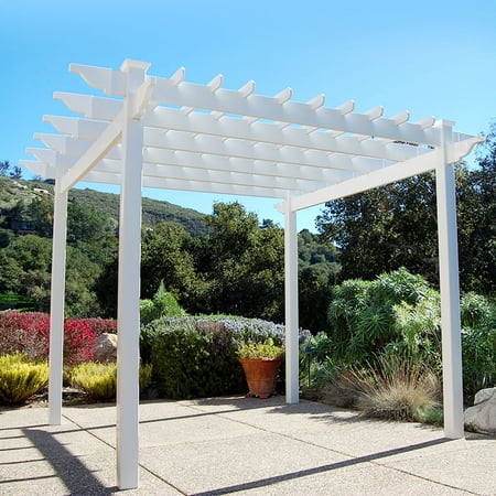 DuraTrel Queensbrook 7.5' x 7.5' White Vinyl Pergola
