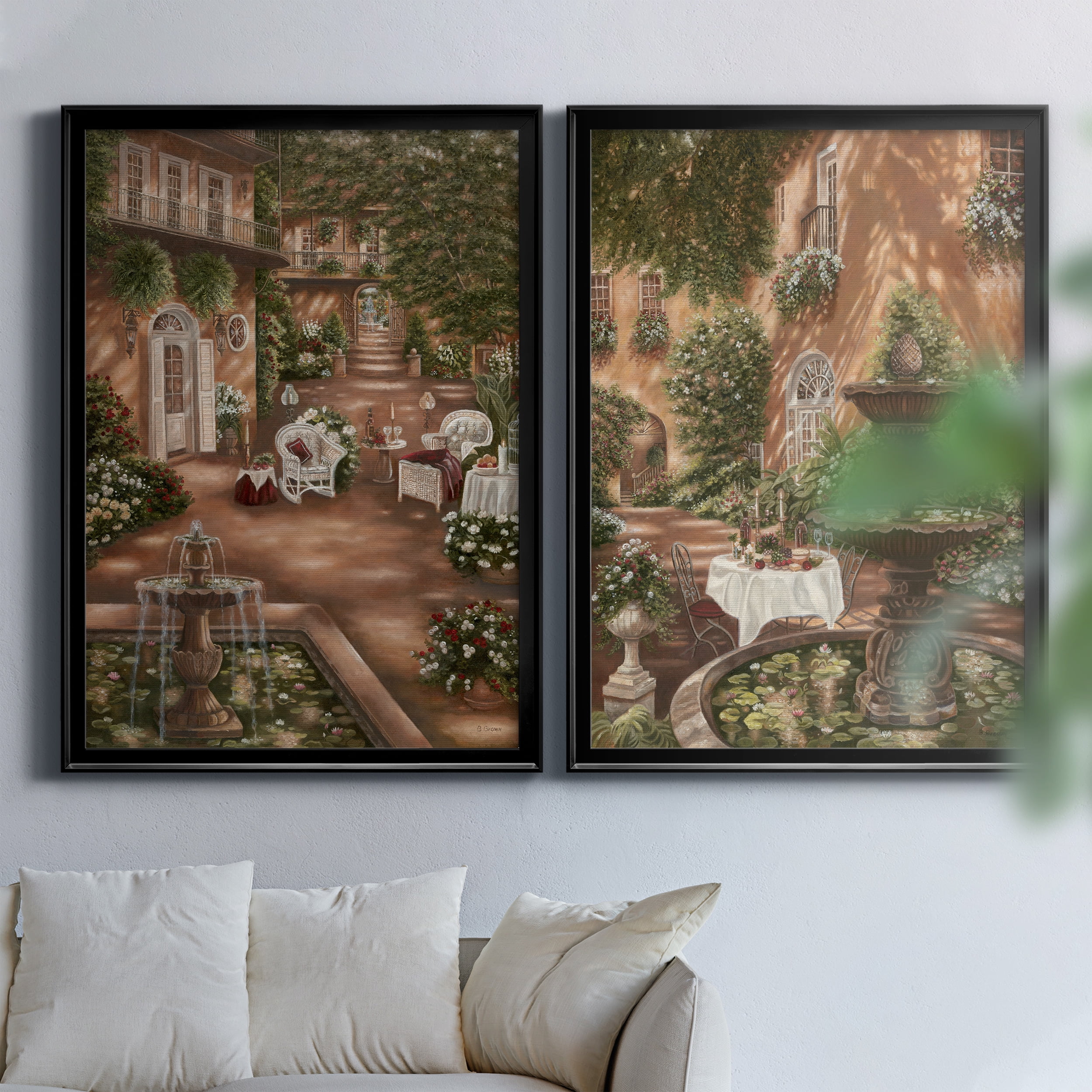2 Piece Set Evening Cocktails I Premium Framed Canvas - Ready to Hang - 26.5 x 36.5 Each - Black Frame