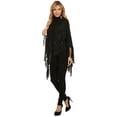 thumbnail image 2 of YELETE Women's Poncho, Sequence Crochet Knit, Black, 2 of 4