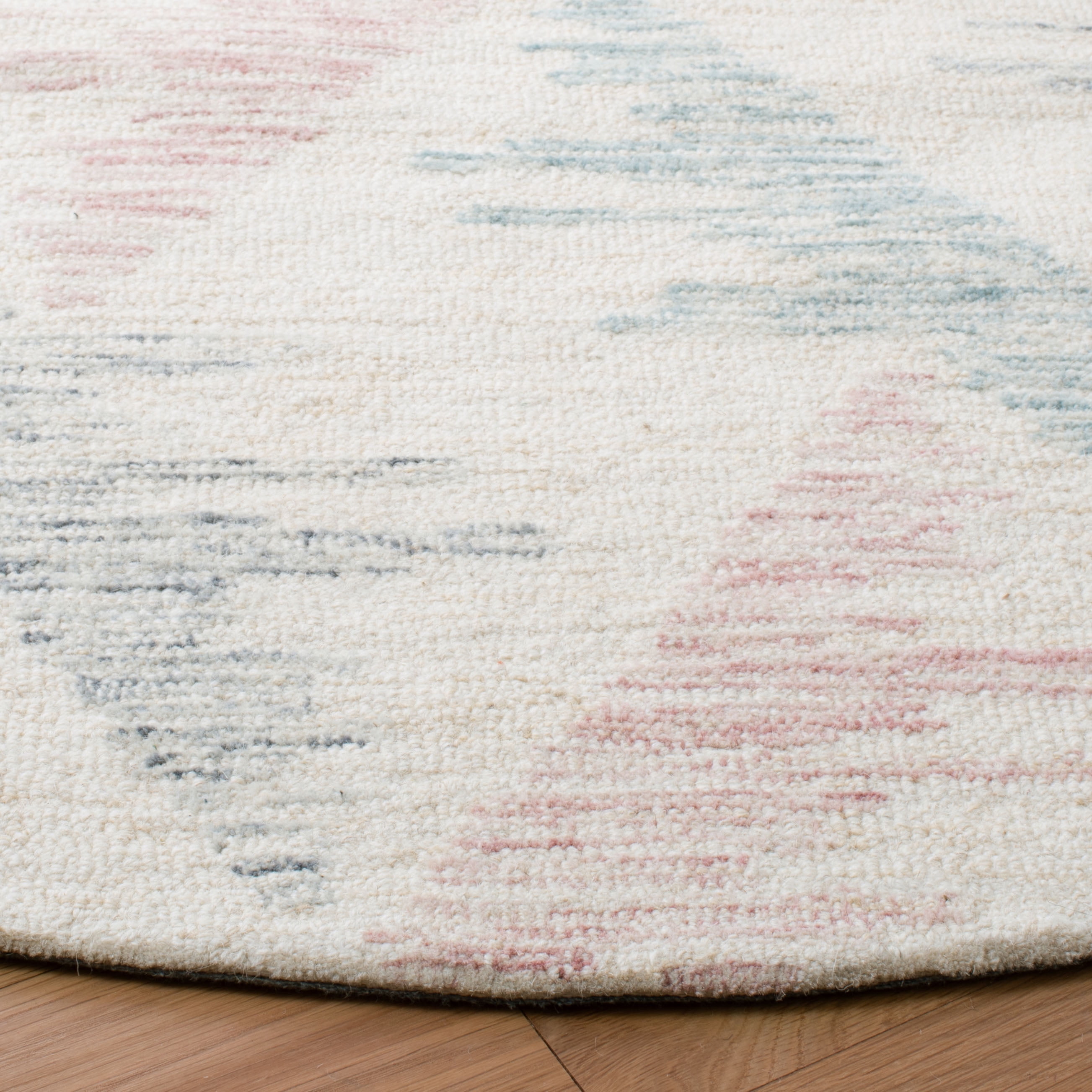 SAFAVIEH Rodeo Drive Henderson Geometric Area Rug, Ivory/Blue, 6' x 6' Round