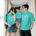 thumbnail image 4 of WREESH Family Matching T-Shirts for Men Fashion Short Sleeve T-Shirts with Playful Heart Graphic Tees for The Whole Family Mint Green, 4 of 5