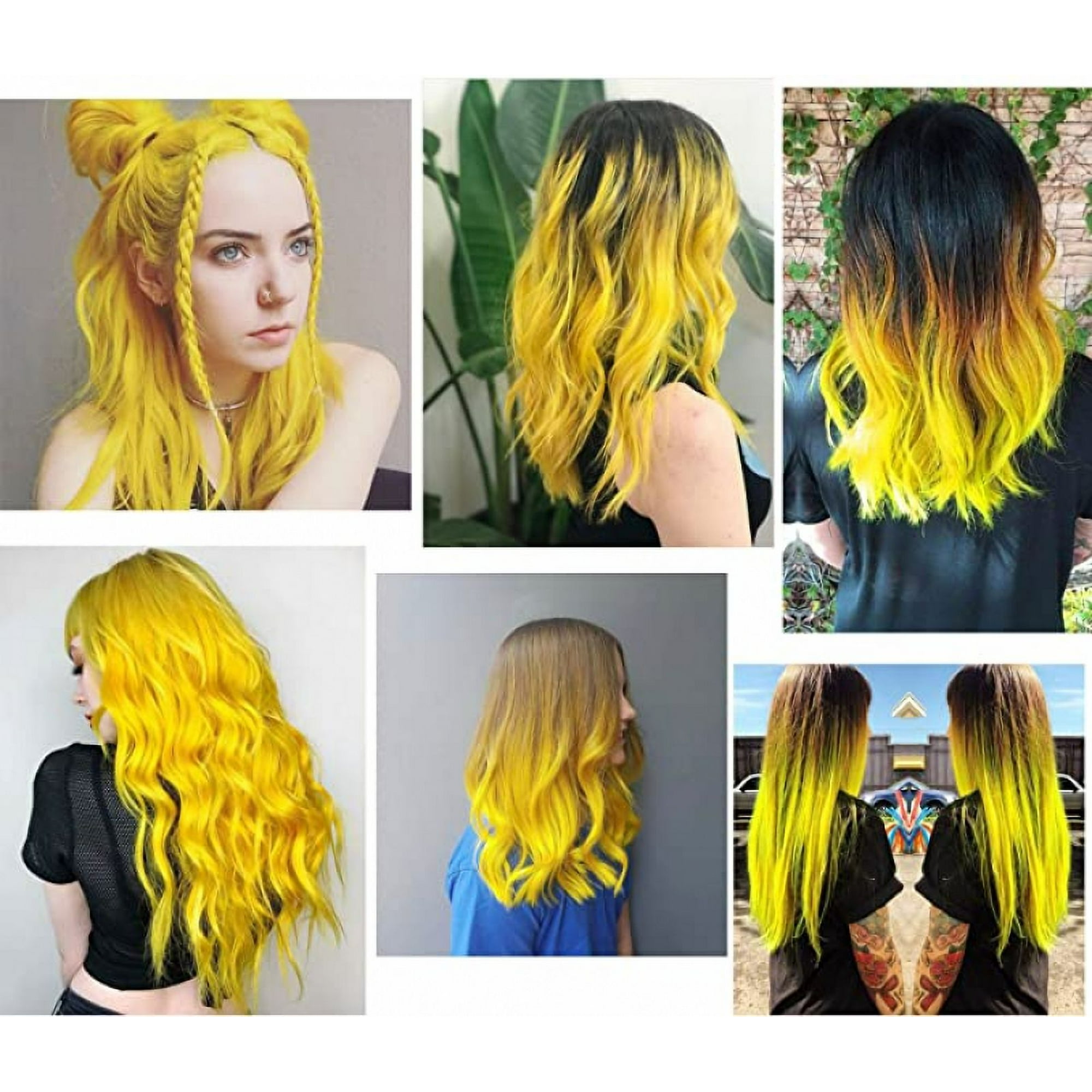 9PCS Yellow Hiar Extensions Princess Party Highlight Yellow Hairpieces Colored Hair Extensions Clip in On for Girls and Kids Girls Hair Accessories