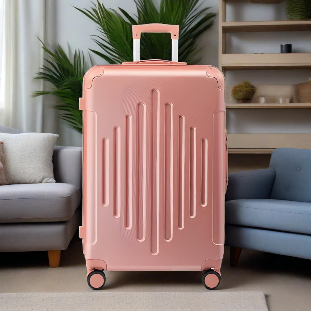 28in Rose Gold ABS Luggage Case with Diamond Texture - Reinforced Corners, Spacious Travel Suitcase for Business Trips & Vacations