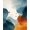 Blue Orange Ivory, Pattern 19, variant on ODIKA 8'x10' Washable Area Rug Non-Shedding, Easy Care, Front Door Abstract Brushstroke Contemporary Bedside Beige Ru for King Size Bedroom Under Bed, Master Suite