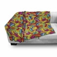 thumbnail image 3 of Psychedelic Soft Flannel Fleece Blanket, Colorful Rainbow Pattern with Stripes and Curves Abstract Grunge Illustration, Cozy Plush for Indoor and Outdoor Use, 60" x 80", Multicolor, by Ambesonne, 3 of 6