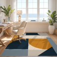 thumbnail image 3 of Design&I 4'x6' Ultra Soft Area Rug, Navy and Mustard Geometric Design Modern Abstract Shapes with Bold Style Fluffy Washable Non Shedding for Bedroom Living Room Home Office, 3 of 3