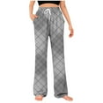 thumbnail image 3 of RKSTN Pajama Pants Men Plaid Print Plus Size Elastic Drawstring Waist Color Block Relaxed Wide Leg Long Pants with Pockets Unisex, 3 of 6