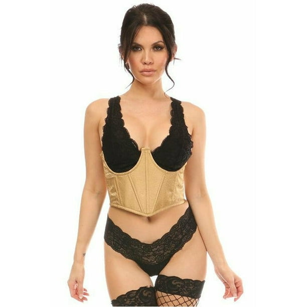 Lavish Black & White Diamond Satin Open Cup Waist Cincher
